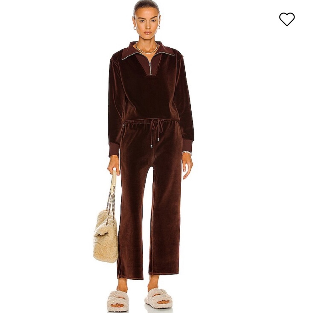 Nili Lotan Black Velour zip Sweat Suit XS set of (2)